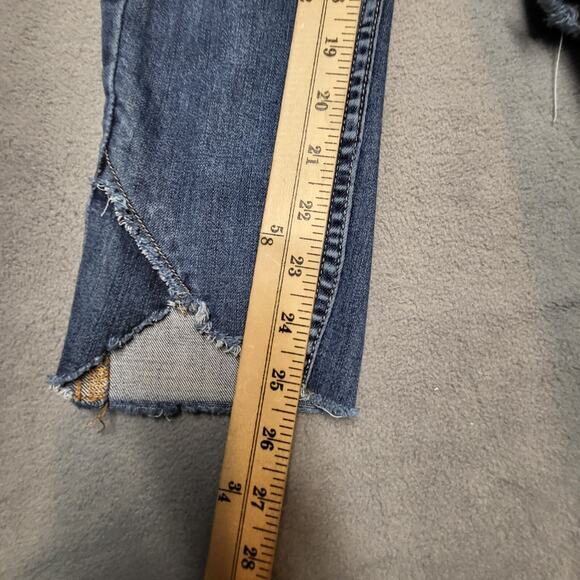 We the Free People Jeans Womens 26 Blue Straight Leg Distressed Denim Stretch - Picture 7 of 11
